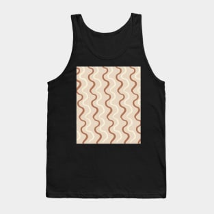 Simple Minimalist Abstract Woby lines Earth Tones Pattern Tank Top